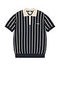 view 1 of 5 Striped Knit Polo in Navy
