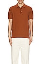 view 3 of 3 Textured Knit Short Sleeve Polo in Clay