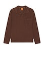 view 5 of 4 Vintage Terry Long Sleeve Polo in Chocolate
