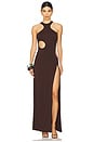 view 1 of 4 Capri Cut-Out Maxi Dress in Chocolate
