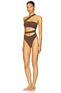 view 3 of 4 Paloma Asymmetrical One Piece Swimsuit in Chocolate