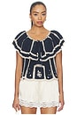 view 1 of 5 Mirabella Top in Fleur Embroidery Deep Navy