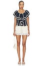 view 4 of 5 Mirabella Top in Fleur Embroidery Deep Navy
