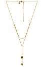 view 1 of 2 Arrow Layered Y Necklace in Gold & Crystal