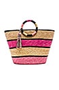 view 1 of 4 Straw Tote in Pink Multi