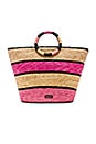 view 2 of 4 Straw Tote in Pink Multi