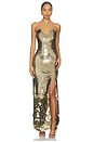 view 1 of 4 Corset Maxi Dress in Metallic Gold