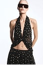 view 3 of 6 Adela Georgette Silk Top in Black & White Dot