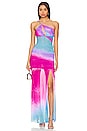 view 1 of 3 Cloud One Shoulder Maxi Dress in Blue & Pink
