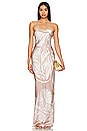 view 1 of 3 Maxi Dress in Light Brown & White