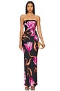 view 1 of 3 Maxi Strapless Dress in Black & Pink