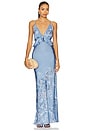 view 1 of 3 VESTIDO LARGO PEPLUM CON ESPALDA CRUZADA in Light Blue