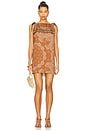 view 1 of 3 Knotted Shoulder Detail Mini Dress in Brown