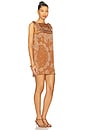 view 2 of 3 Knotted Shoulder Detail Mini Dress in Brown