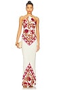 view 1 of 3 VESTIDO LONGO COM ALÇAS FINAS in Ivory & Burgundy
