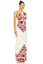 view 2 of 3 VESTIDO LONGO COM ALÇAS FINAS in Ivory & Burgundy