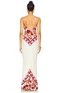 view 3 of 3 VESTIDO LONGO COM ALÇAS FINAS in Ivory & Burgundy