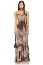 view 3 of 5 Cowl Maxi Dress With Sash in Brown