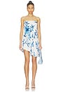 view 1 of 3 Asymmetric Bias Mini Dress in White Blue