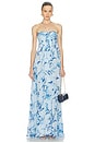 view 1 of 3 Strapless Flared Dress in Blue