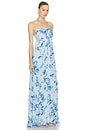 view 2 of 3 Strapless Flared Dress in Blue