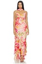 view 1 of 3 ROBE LONGUE EN DENTELLE LACE MAXI DRESS in Pink