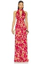 view 1 of 3 ROBE MAXI RUCHED SASH MAXI DRESS in Cherry