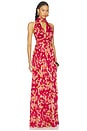 view 2 of 3 ROBE MAXI RUCHED SASH MAXI DRESS in Cherry