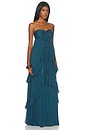 view 2 of 3 Strapless Ruffle Maxi Dress in Teal