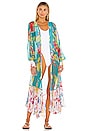 view 1 of 4 Leia Kimono in Turquoise & Off White