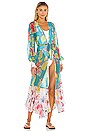 view 2 of 4 Leia Kimono in Turquoise & Off White