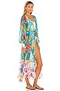 view 3 of 4 Leia Kimono in Turquoise & Off White