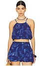 view 1 of 4 Square Neck Bubble Top in Navy Blue