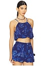 view 2 of 4 Square Neck Bubble Top in Navy Blue