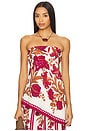 view 1 of 4 Asymmetrical Strapless Top in Ivory & Burgundy