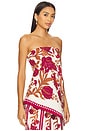 view 2 of 4 Asymmetrical Strapless Top in Ivory & Burgundy