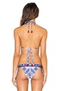 view 3 of 4 Fringe Triangle Bikini Top in Mexico Print in Mexico Blue