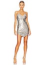 view 1 of 5 Sirena Dress in Silver Feather Sequin