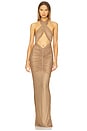 view 1 of 4 Oakley Mesh Embellished Dress in Sepia