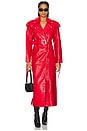 view 1 of 3 Knightley Leather Trench Coat in Lipstick Red