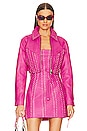 view 1 of 6 BLOUSON EN CUIR CASTOR in Neon Pink & Crystal