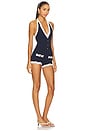 view 2 of 3 Jayde Knit Romper in Metallic Navy & Optic White