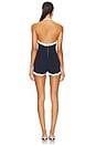 view 3 of 3 Jayde Knit Romper in Metallic Navy & Optic White