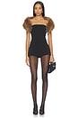 view 1 of 3 Salmee Romper in Black With Red Fox Fur