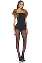 view 2 of 3 Salmee Romper in Black With Red Fox Fur
