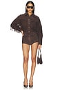 view 4 of 4 Araminta Suede Romper in Tobacco