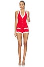 view 1 of 4 Jayde Knit Romper in Metall Geraniu & White