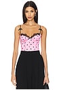 view 1 of 4 Marianne Corset Top in Pink Polka Dots