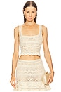view 1 of 4 Damira Crochet Top in Ivory & Gold