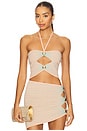 view 1 of 5 Brea Knit Top in Metallic Peche & Eucal